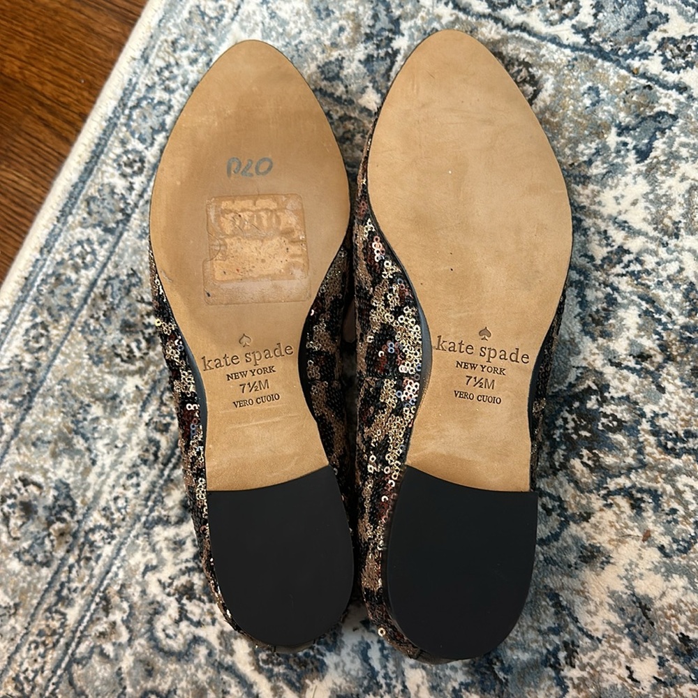 Kate spate leopard sequin flats nwob 7.5 - Picture 2 of 2